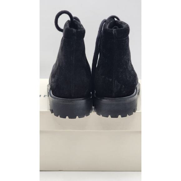 ANNE KLEIN Ander Black Suede Combat Booties Size 7 Lug Lace-Up Italy New In Box - Picture 5 of 14